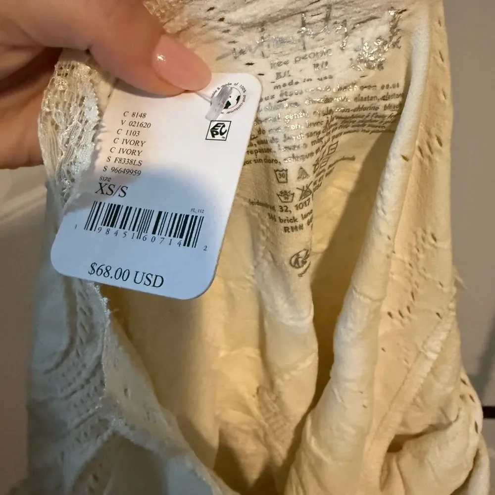 NWT Free People Flirty Flutters Long Sleeve